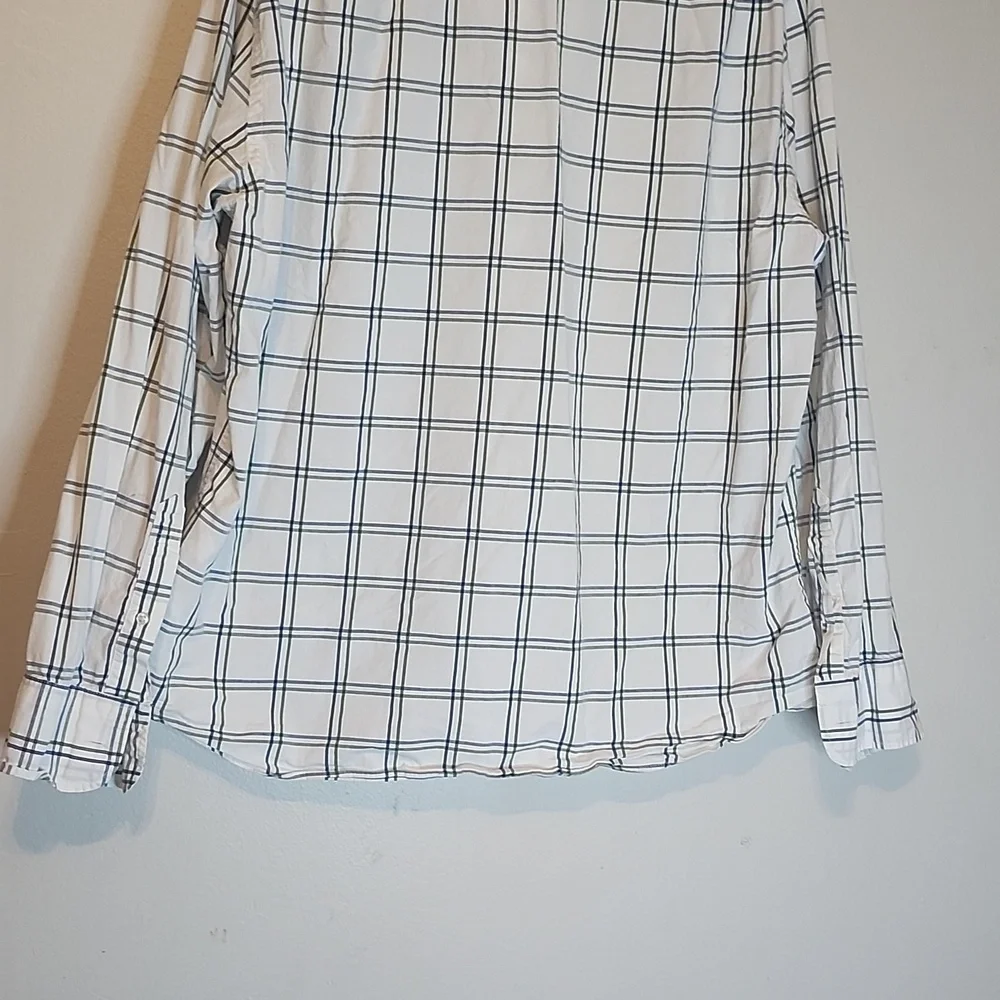 J.crew White and Navy Checkered Shirt